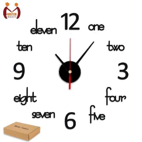 3D Alphabets And Digits Wooden Wall Clock