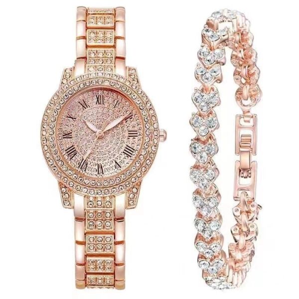 Women's Diamond Artificial Set-Roman Watch - Image 3