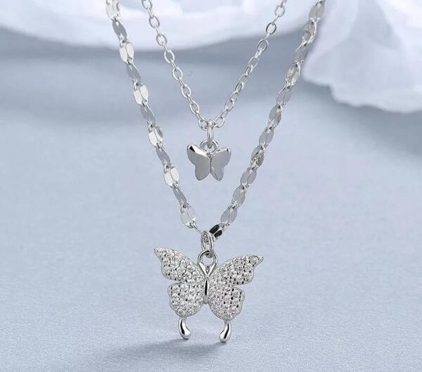 1Pc Alloy Silver Plated Double Layered Butterfly Design Pendent