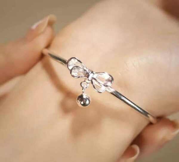 1Pc Alloy Silver Plated Bow Shape Charm Kara Bracelet