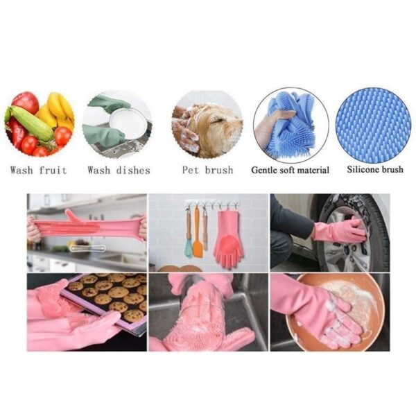 Washing Gloves, Silicone Dish Washer, Hand Gloves For Cleaning - Image 2