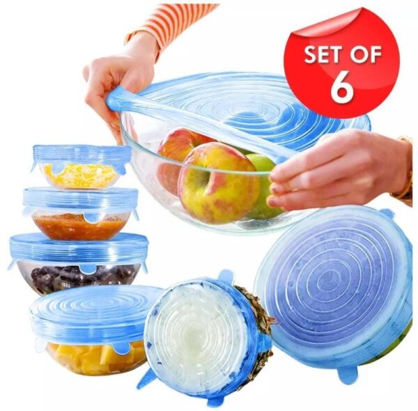 6 Pc Kitchen Resuable Silicone Stretch Seal Lid