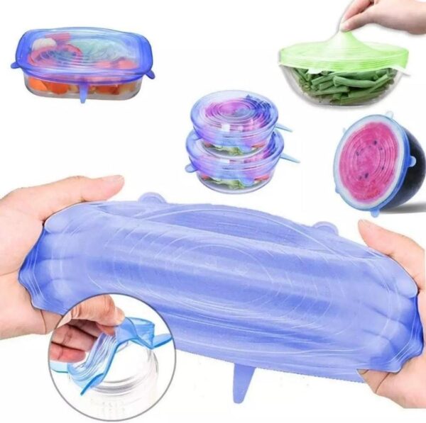 6 Pc Kitchen Resuable Silicone Stretch Seal Lid - Image 2