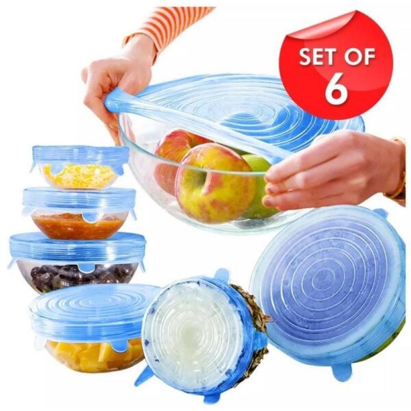 6 Pc Kitchen Resuable Silicone Stretch Seal Lid - Image 4